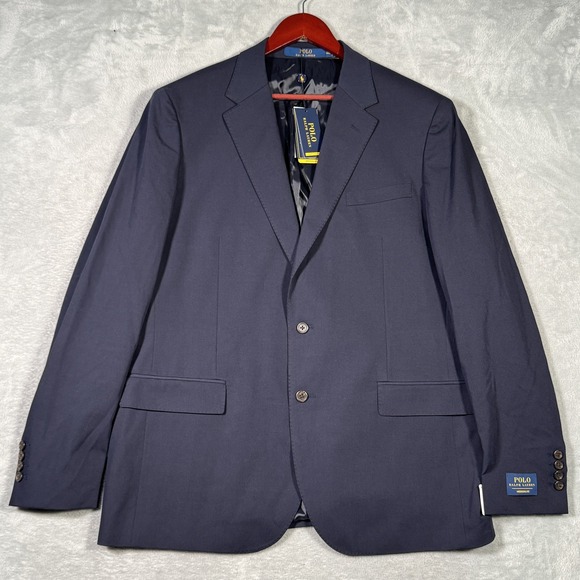 Polo Ralph Lauren Blazer Jacket Mens‎ 46 Long Navy Modern Fit Performance Twill